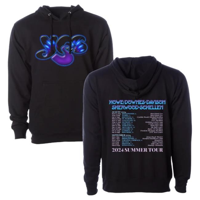 Yes Official Store Abstract Logo 2024 Tour Dates Black Pull Over Hoodie